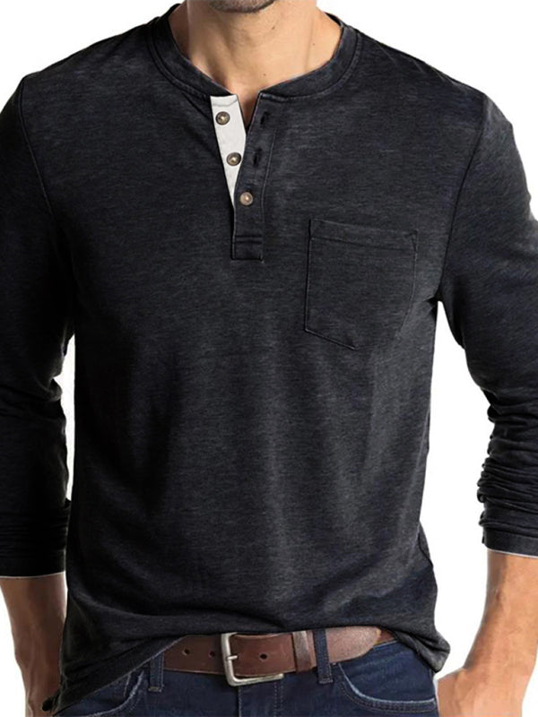 Men's long-sleeved t-shirt foreign trade t-shirt solid color bottoming shirt