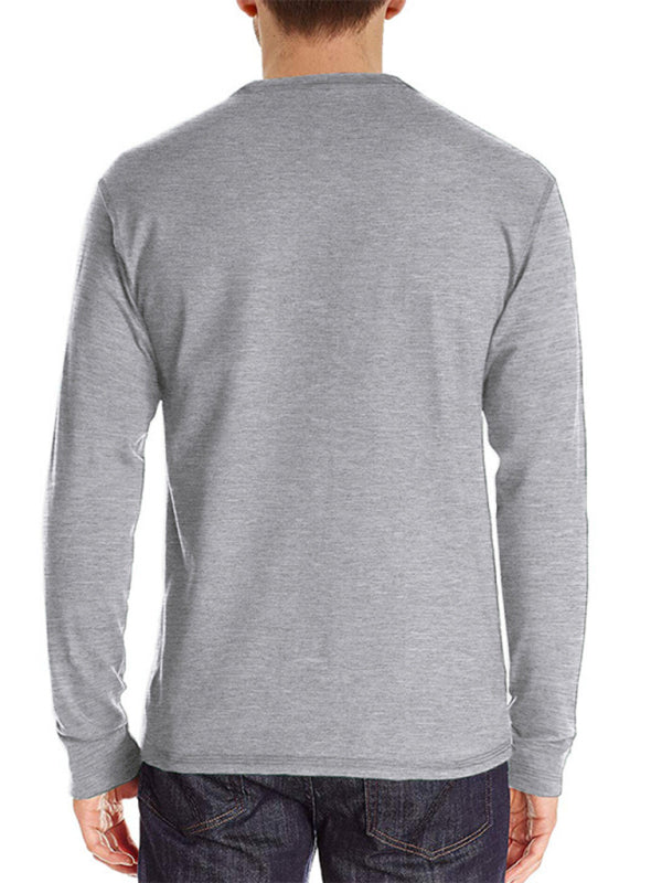 Men's long-sleeved t-shirt foreign trade t-shirt solid color bottoming shirt