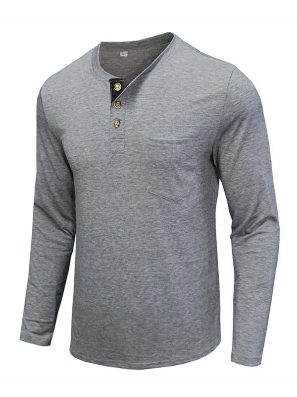 Men's long-sleeved t-shirt foreign trade t-shirt solid color bottoming shirt