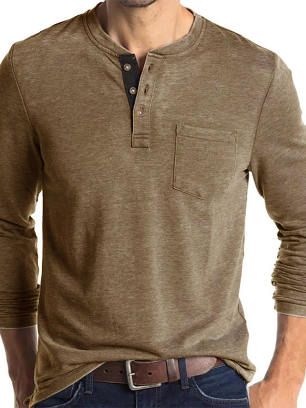 Men's long-sleeved t-shirt foreign trade t-shirt solid color bottoming shirt