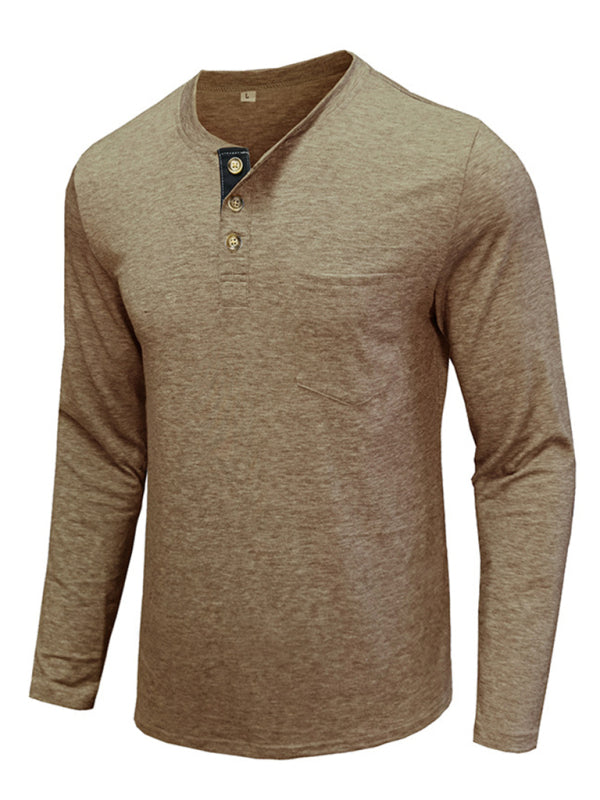 Men's long-sleeved t-shirt foreign trade t-shirt solid color bottoming shirt