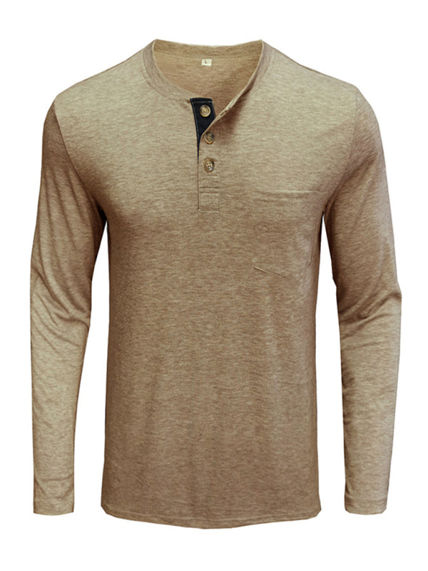 Men's long-sleeved t-shirt foreign trade t-shirt solid color bottoming shirt