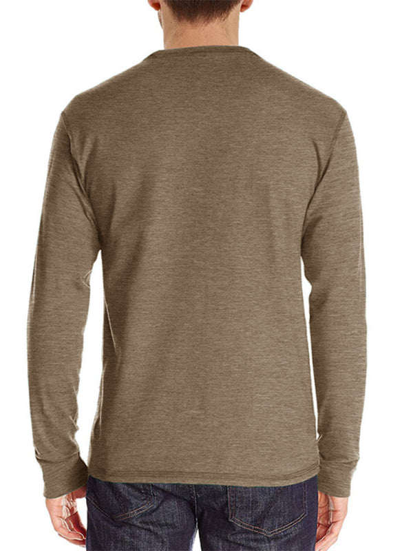 Men's long-sleeved t-shirt foreign trade t-shirt solid color bottoming shirt