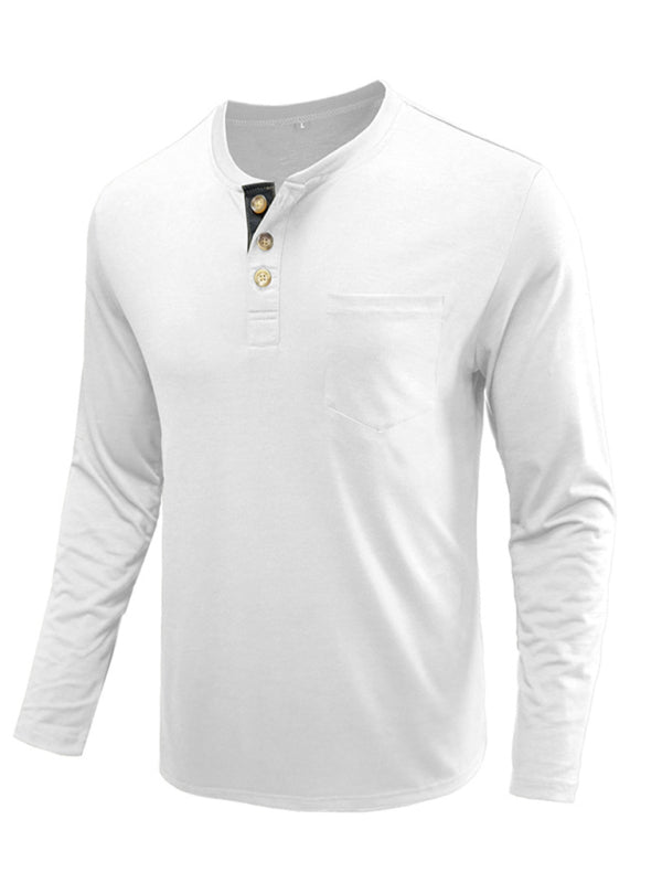 Men's long-sleeved t-shirt foreign trade t-shirt solid color bottoming shirt