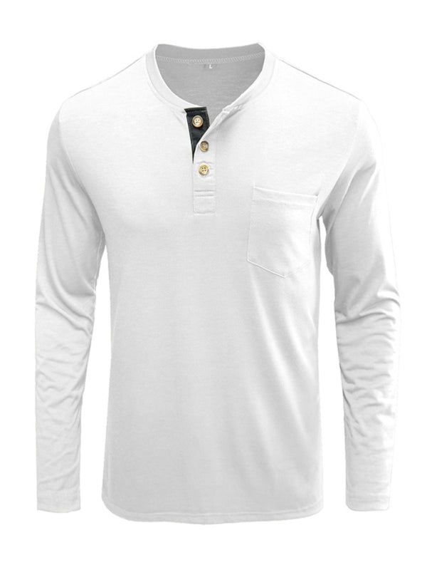 Men's long-sleeved t-shirt foreign trade t-shirt solid color bottoming shirt