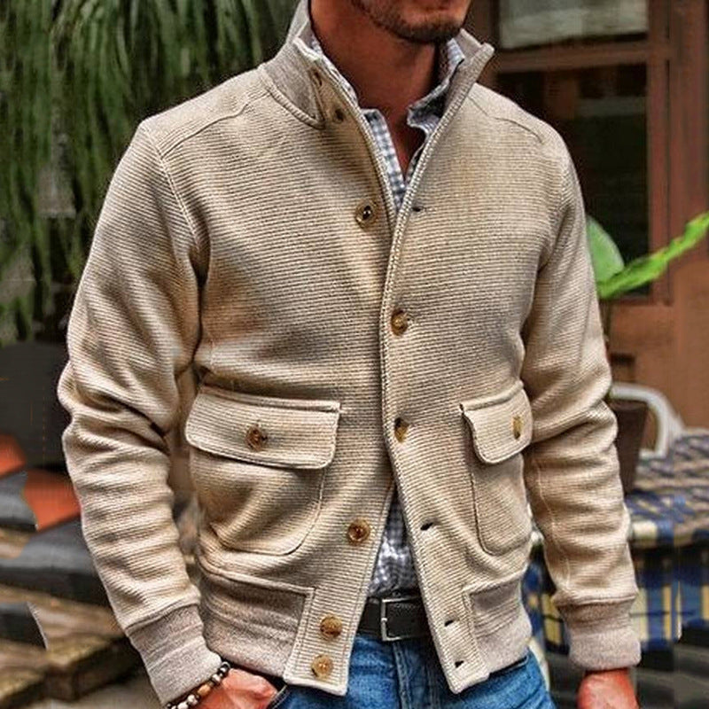 Jacket Men Stand Collar Solid Color Casual Tops Jacket Jacket Men