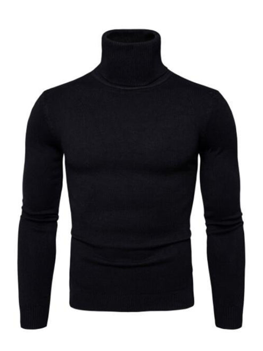 Men’s Solid Color Long Sleeve Turtleneck Sweater Top