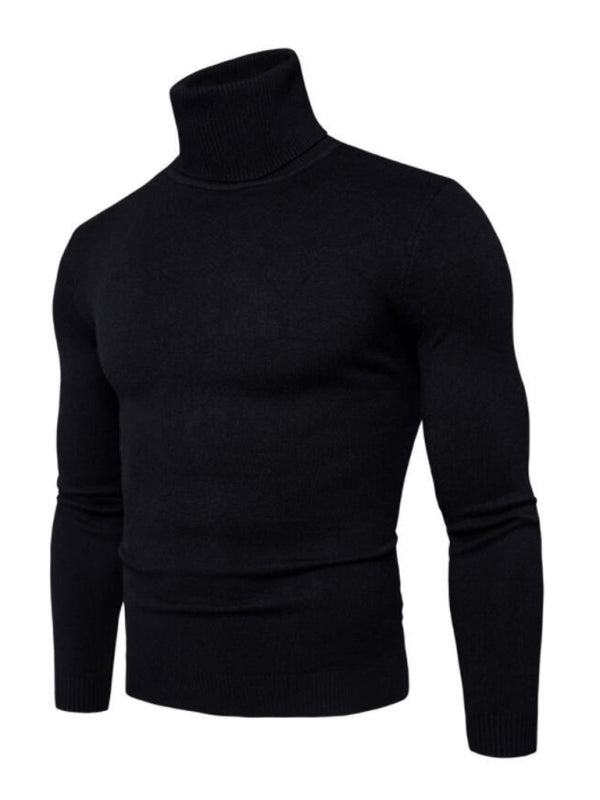Men’s Solid Color Long Sleeve Turtleneck Sweater Top