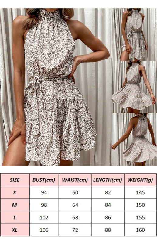 Women's Small High-End Sleeveless Straps Waist Flower Dress
