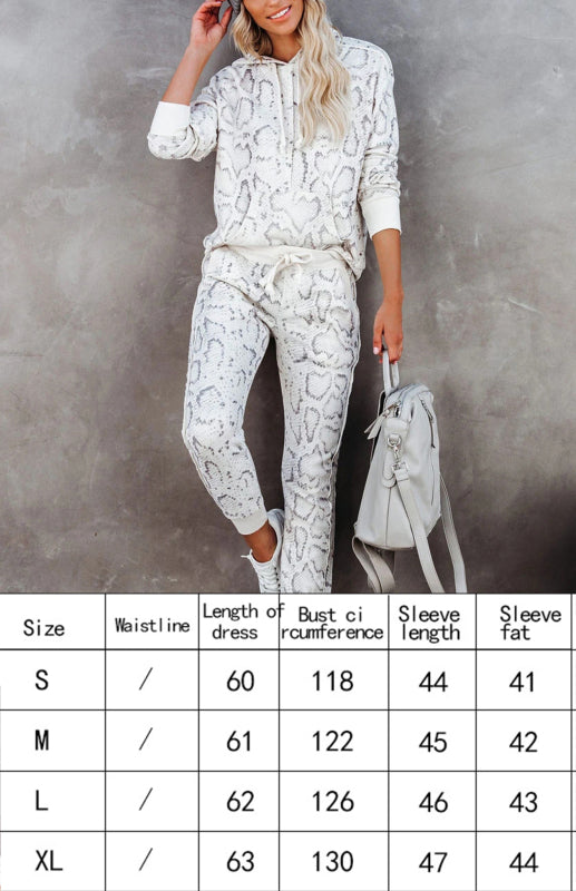 Women's Snake Print Hooded Pants Set