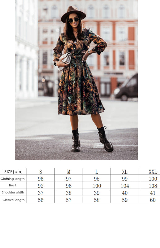 Women'S Fashion Printed Long Sleeve Dress