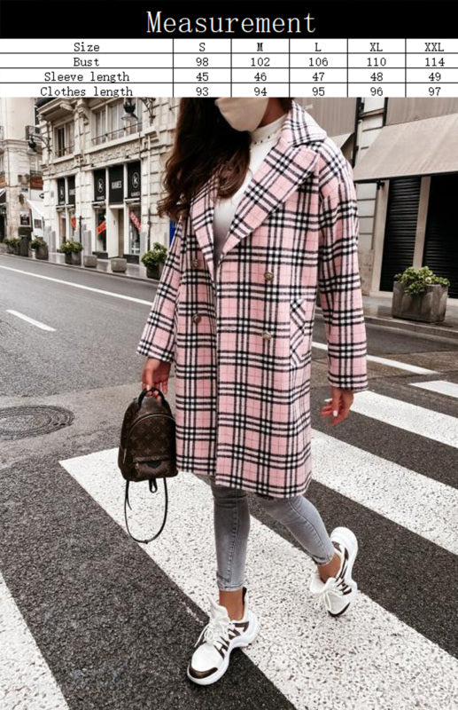 Ladies' Fashionable Double-Breasted Woolen Coat