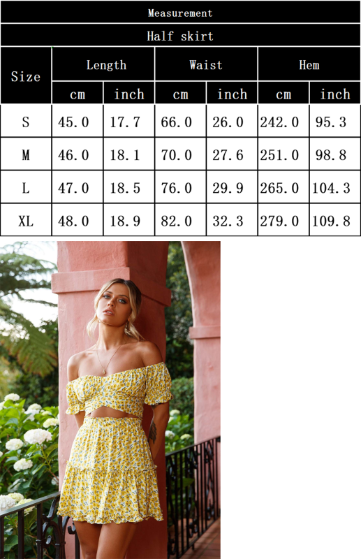 Women's Digital Printing Fashion Skirt Trendy Ruffle Summer Short Skirt