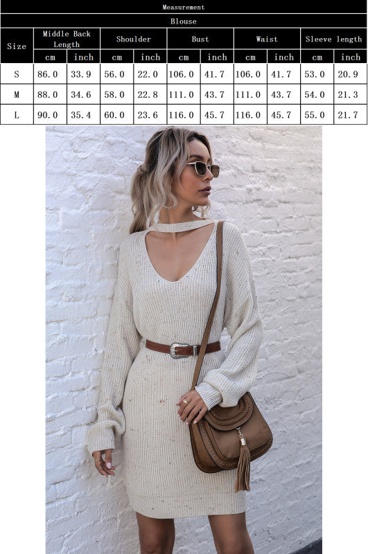 Women's Sexy Off-Neck V-Neck Long Sleeve Long Pullover Dress