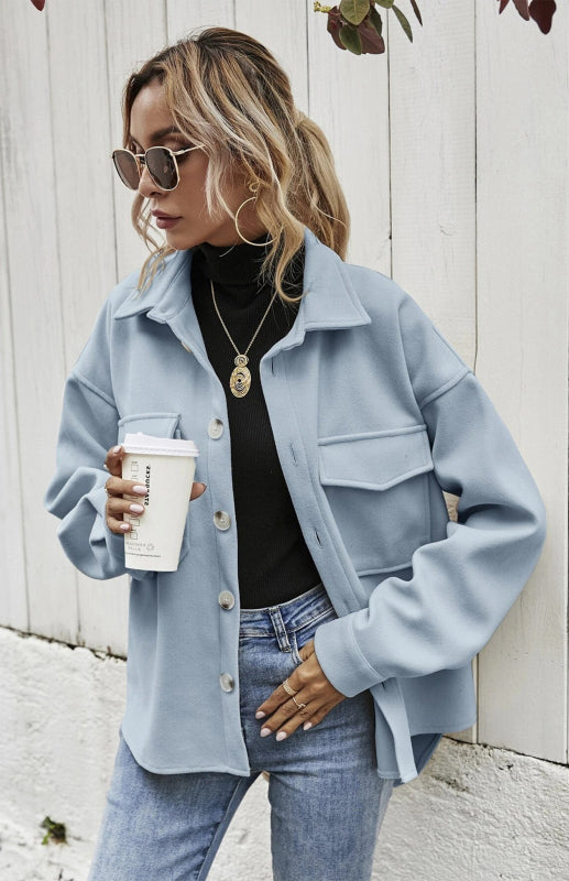 Autumn Winter Lapel Single Breasted Solid Coat