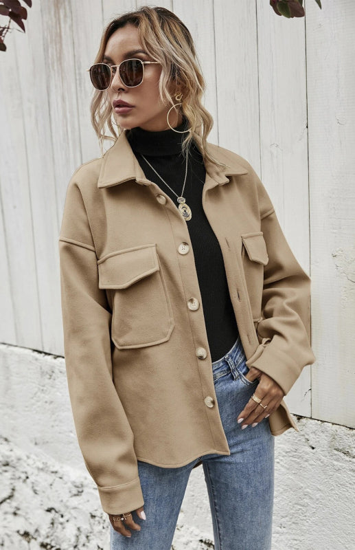 Autumn Winter Lapel Single Breasted Solid Coat