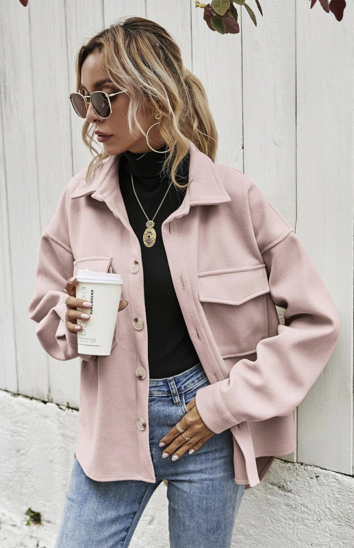 Autumn Winter Lapel Single Breasted Solid Coat