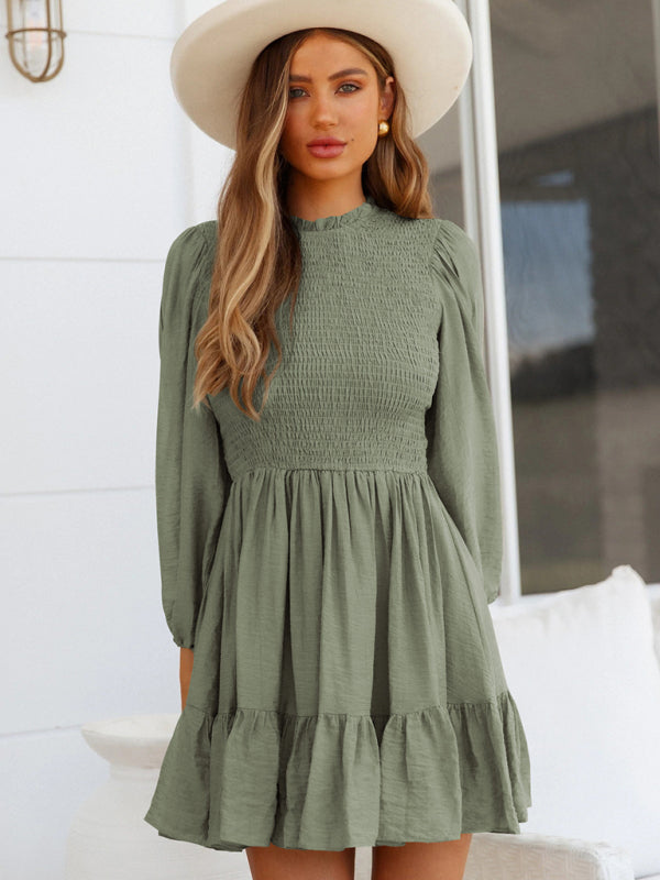 Women's Fashion Ruffled Balloon Sleeve Dress