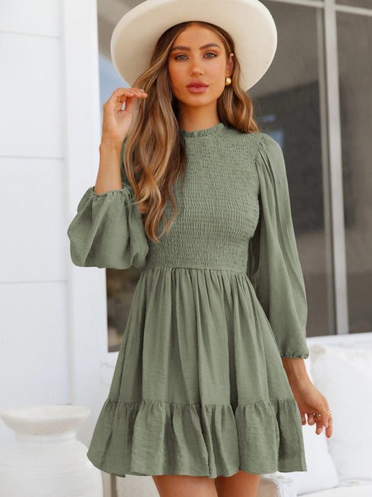 Women's Fashion Ruffled Balloon Sleeve Dress