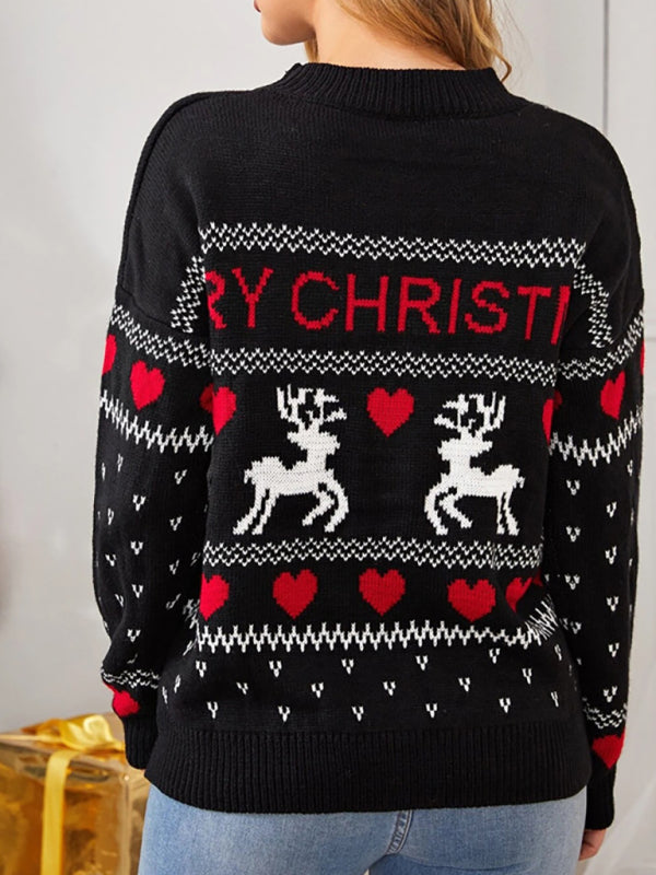 Women's pullover Christmas knitted long sleeve sweater