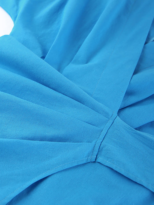 Women's long-sleeved lace-up bow dress