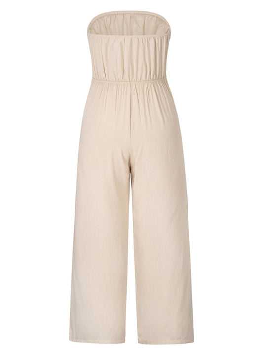 Women's Strapless Tie-waist Jumpsuit