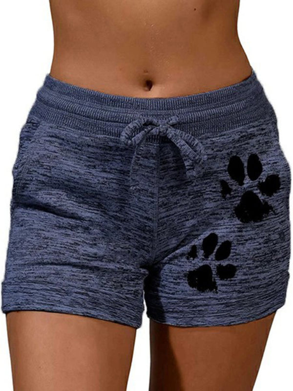 Women's printed bottoming quick-drying shorts yoga pants casual sports waist elastic shorts