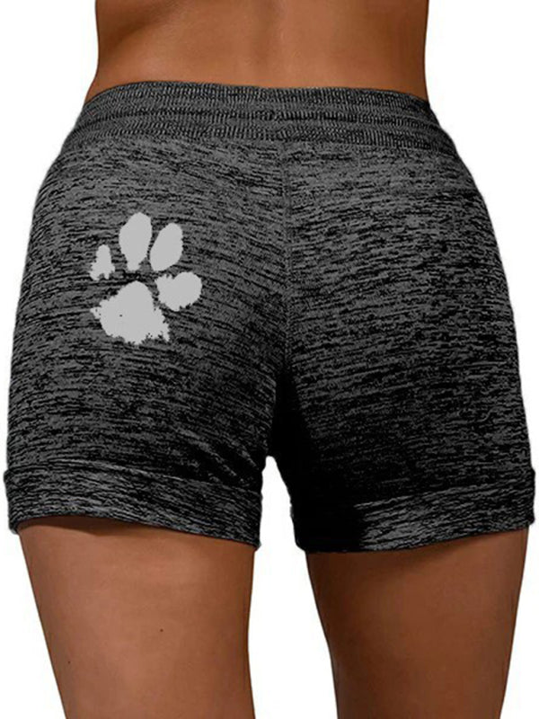 Women's printed bottoming quick-drying shorts yoga pants casual sports waist elastic shorts