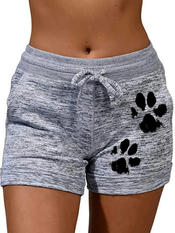 Women's printed bottoming quick-drying shorts yoga pants casual sports waist elastic shorts