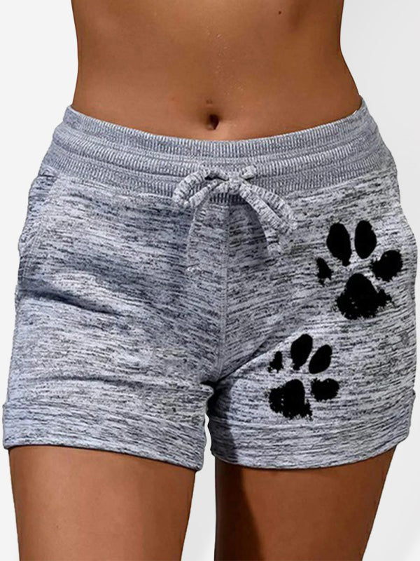 Women's printed bottoming quick-drying shorts yoga pants casual sports waist elastic shorts