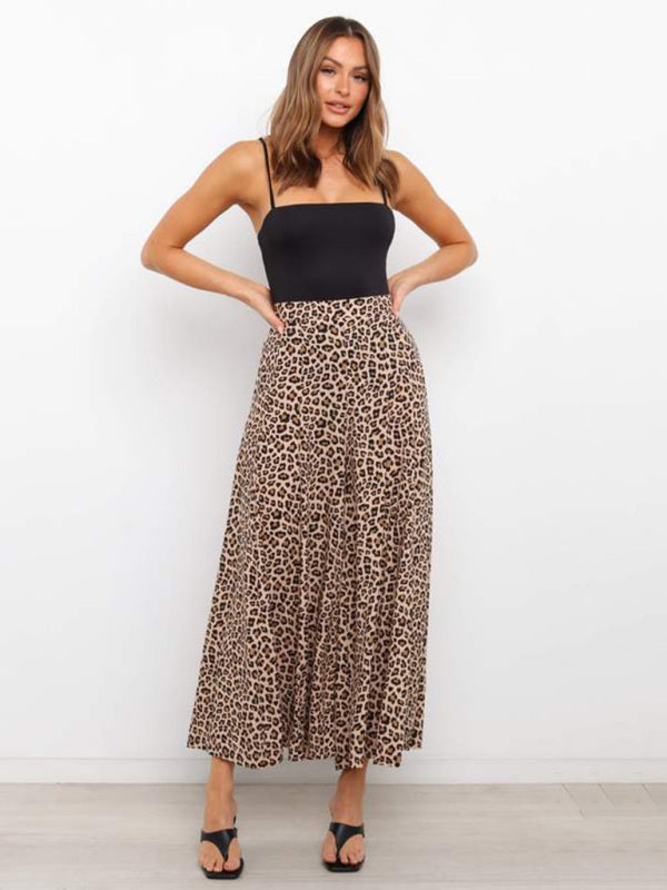 Women's casual fashion loose leopard print wide-leg pants
