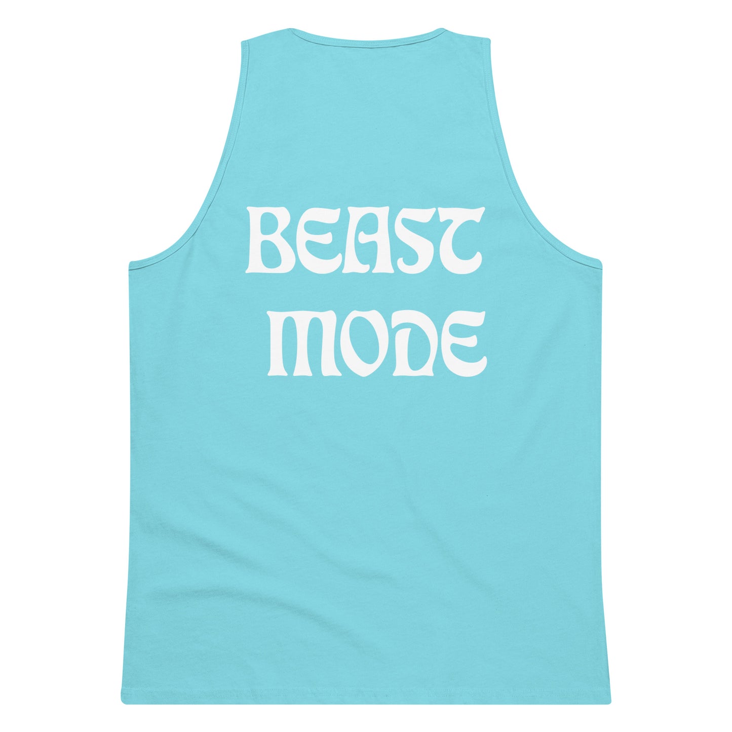 BEAST MODE - BABY BLUE TANK TOP MUSCLE SHIRT WITH WHITE WRITING Men’s premium tank top
