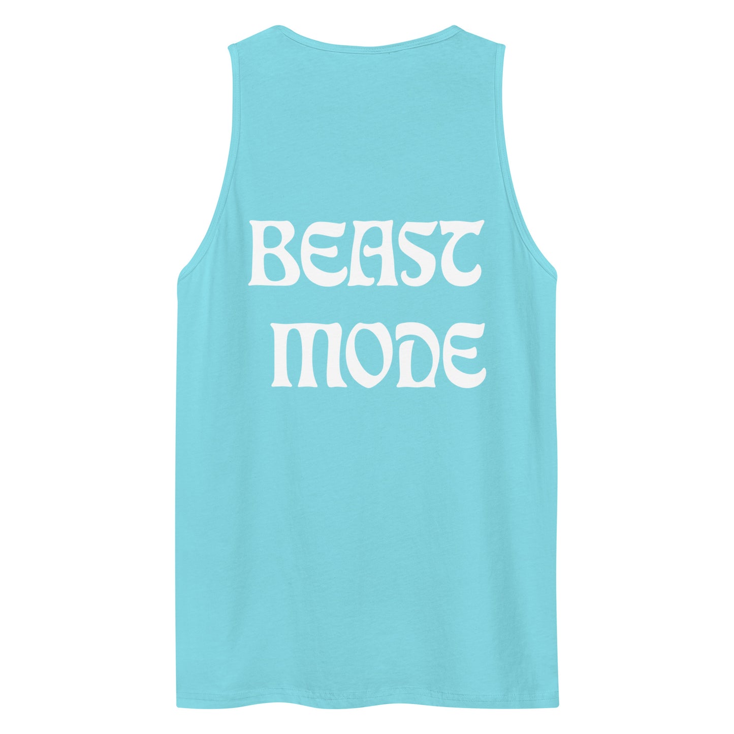 BEAST MODE - BABY BLUE TANK TOP MUSCLE SHIRT WITH WHITE WRITING Men’s premium tank top