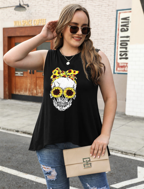 Fashion All-Match Casual Ladies Sleeveless Printed T-Shirt