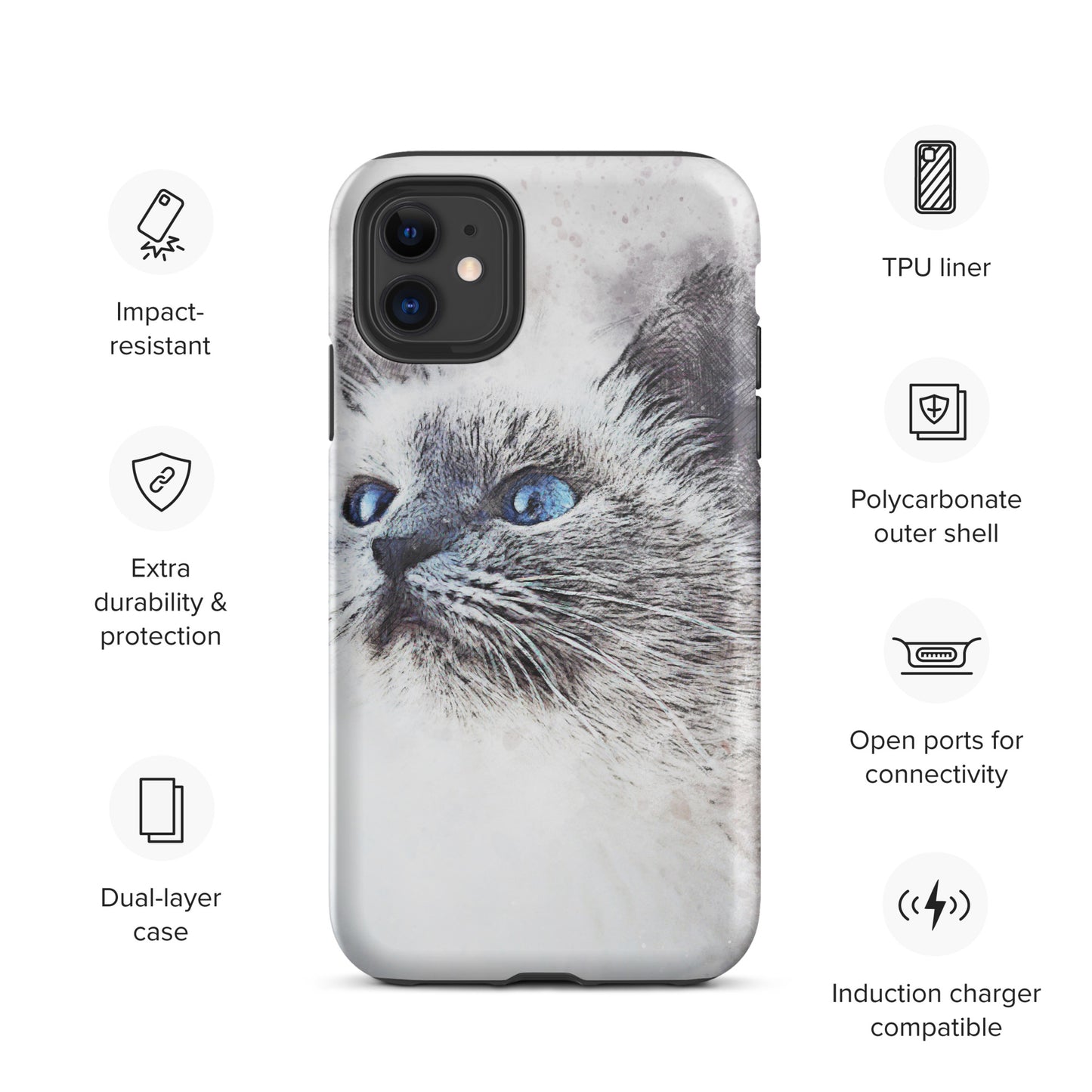 CAT WITH BLUE EYES Tough iPhone case