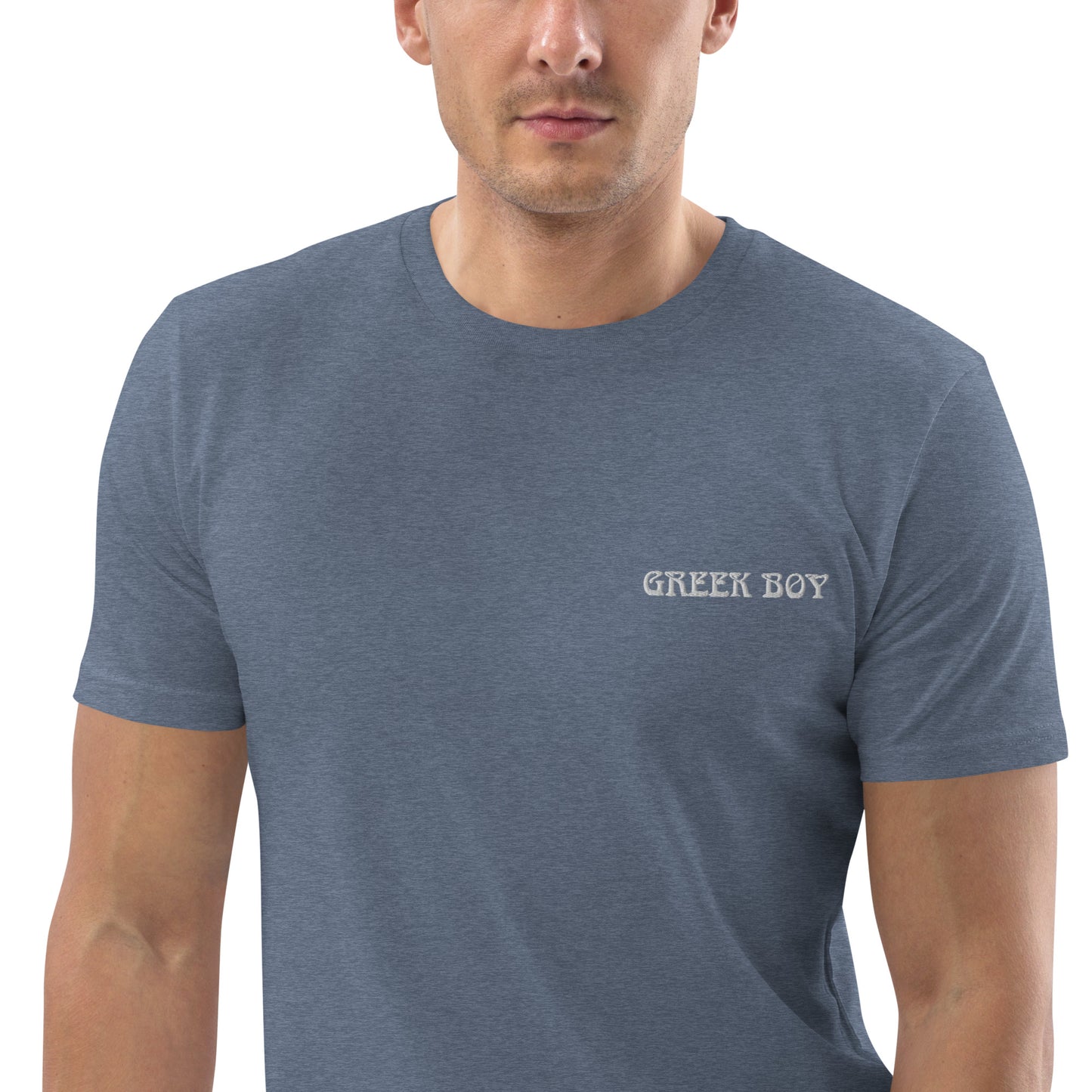 GREEK BOY EMBROIDERY WORD Unisex organic cotton t-shirt