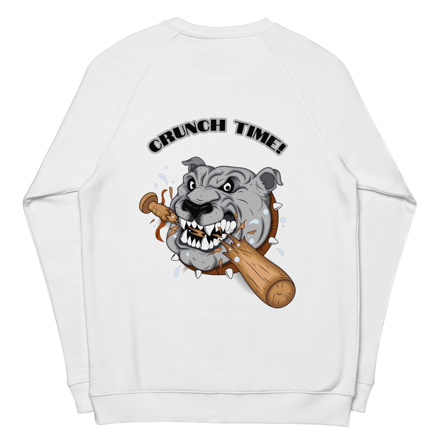CRUNCH TIME! BULL DOG WITH BASEBALL BAT Unisex organic raglan sweatshirt
