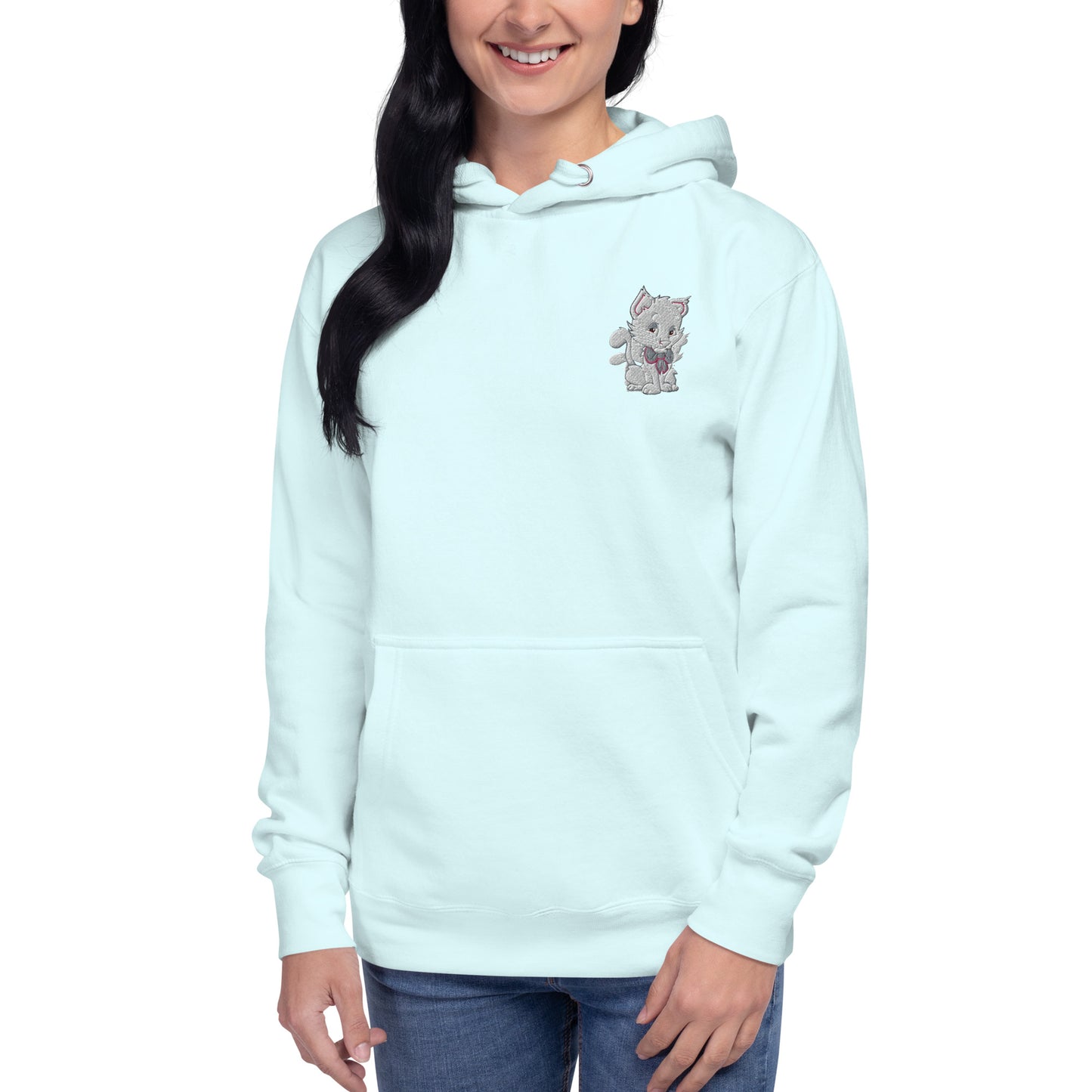 CUTIE KITTEN  Hoodie SHOWN IN LIGHT BLUE