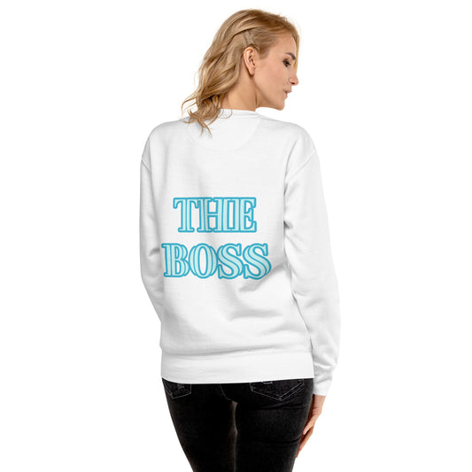 THE BOSS BLUE WRITING ON WHITE Unisex Premium Sweatshirt
