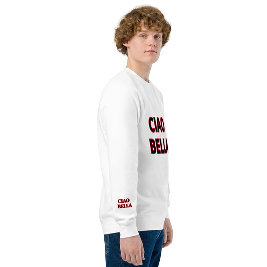 CIAO BELLA   ( RED AND BLACK WRITING)- Unisex raglan sweatshirt