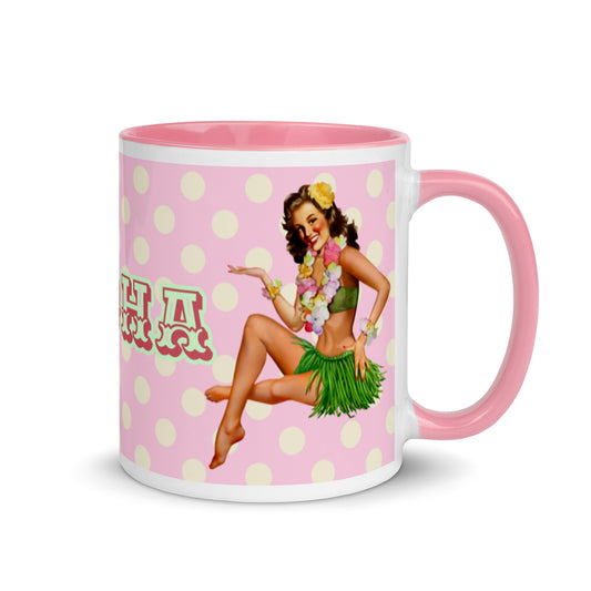 HAWAIIN ALOHA POLKA DOTS PINK Mug with PINK Color Inside