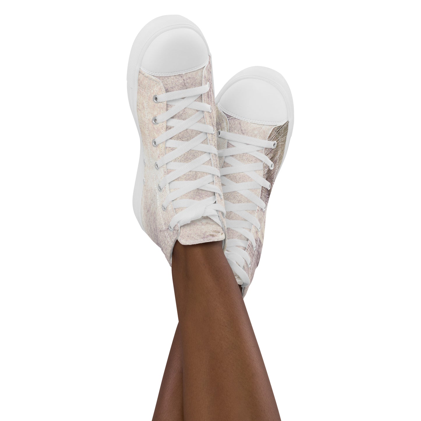 THE CAT'S MEOW A WHITE CAT PICTURED ON Women’s high top canvas shoes