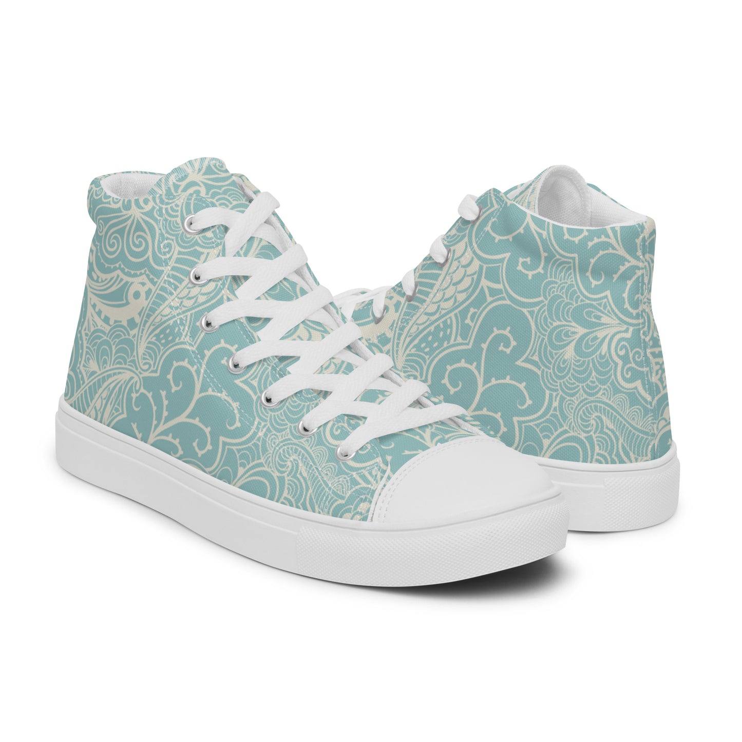 SAGEY BLUE MINT BRIDAL OR GRAD LUXURY BIRDIE BOSS Women’s high top canvas shoes