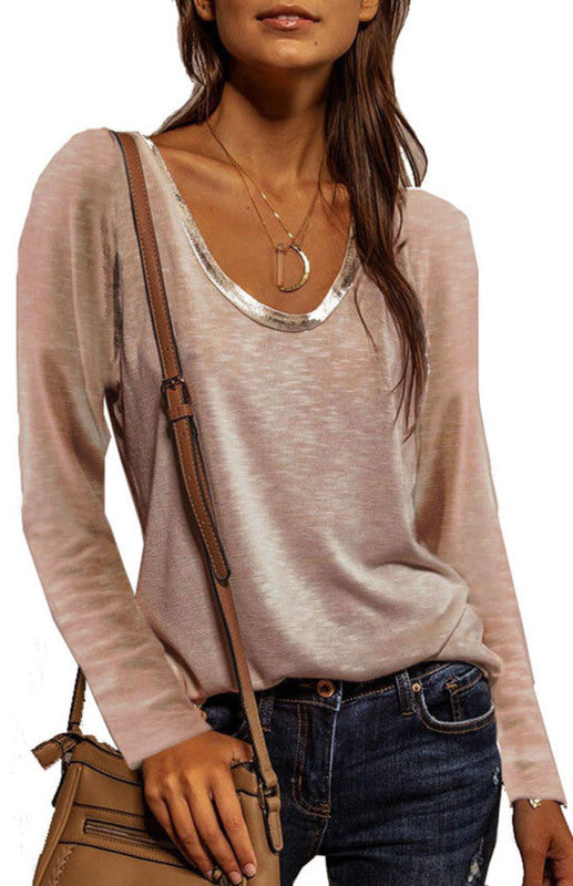 Women's Colorful Long Sleeve Shirt T-Shirt Bottoming Shirt