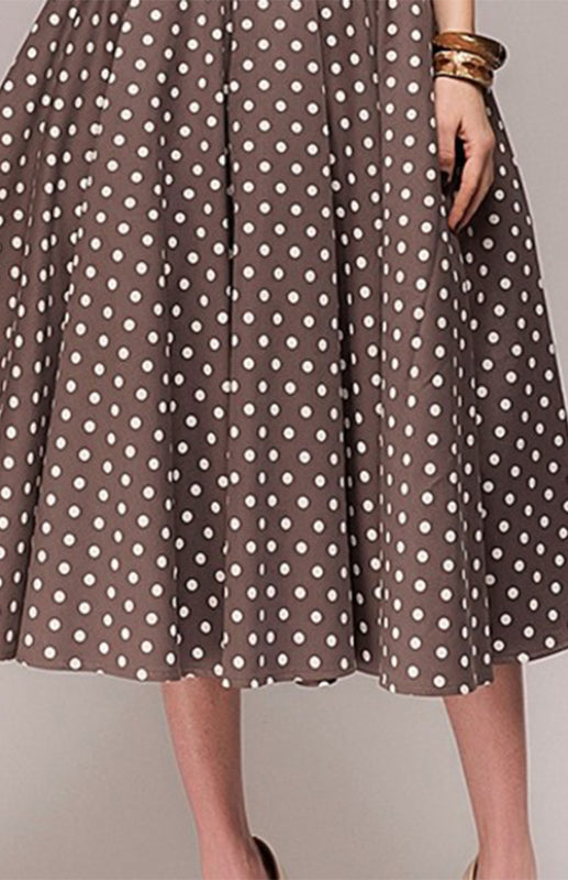 Women's Vintage Polka Point Sleeveless Full-Length Dress