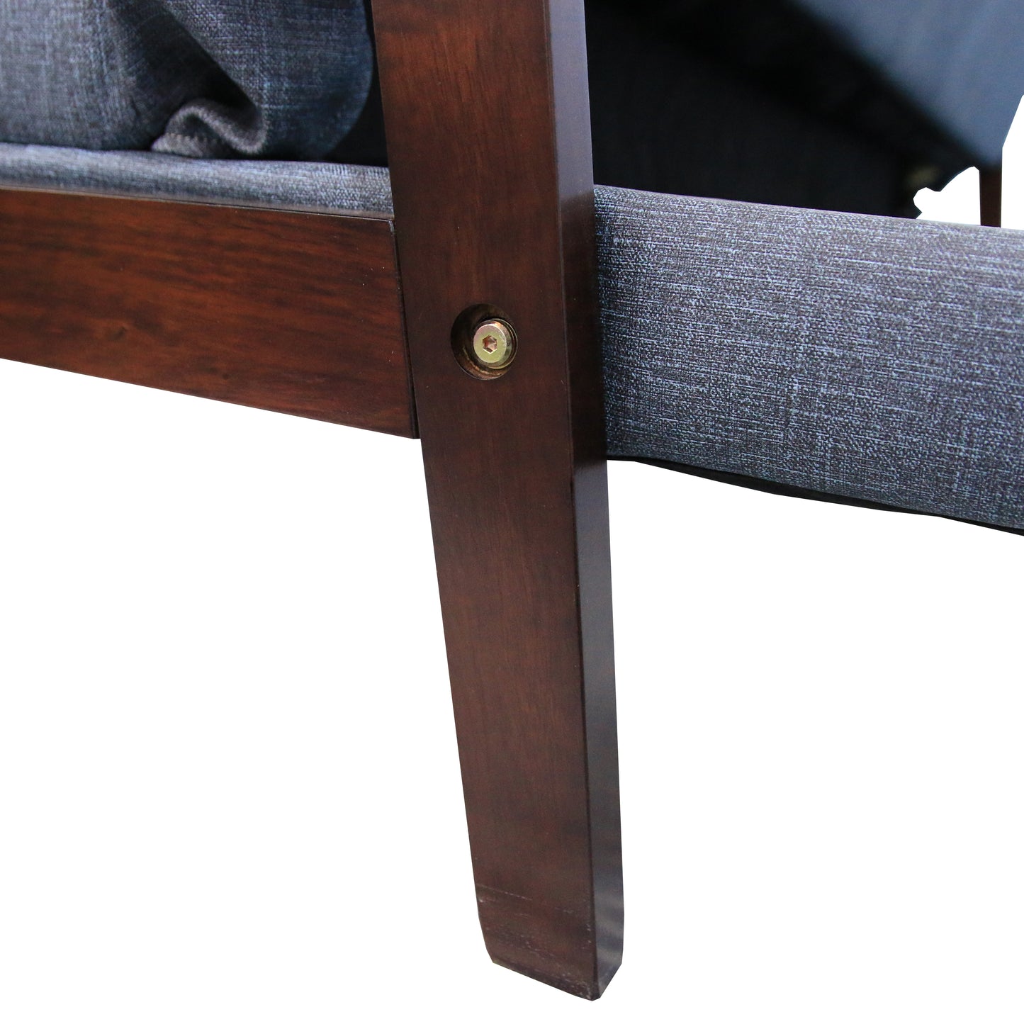 Natural fiber casting leather futon sofa bed with wood armrest