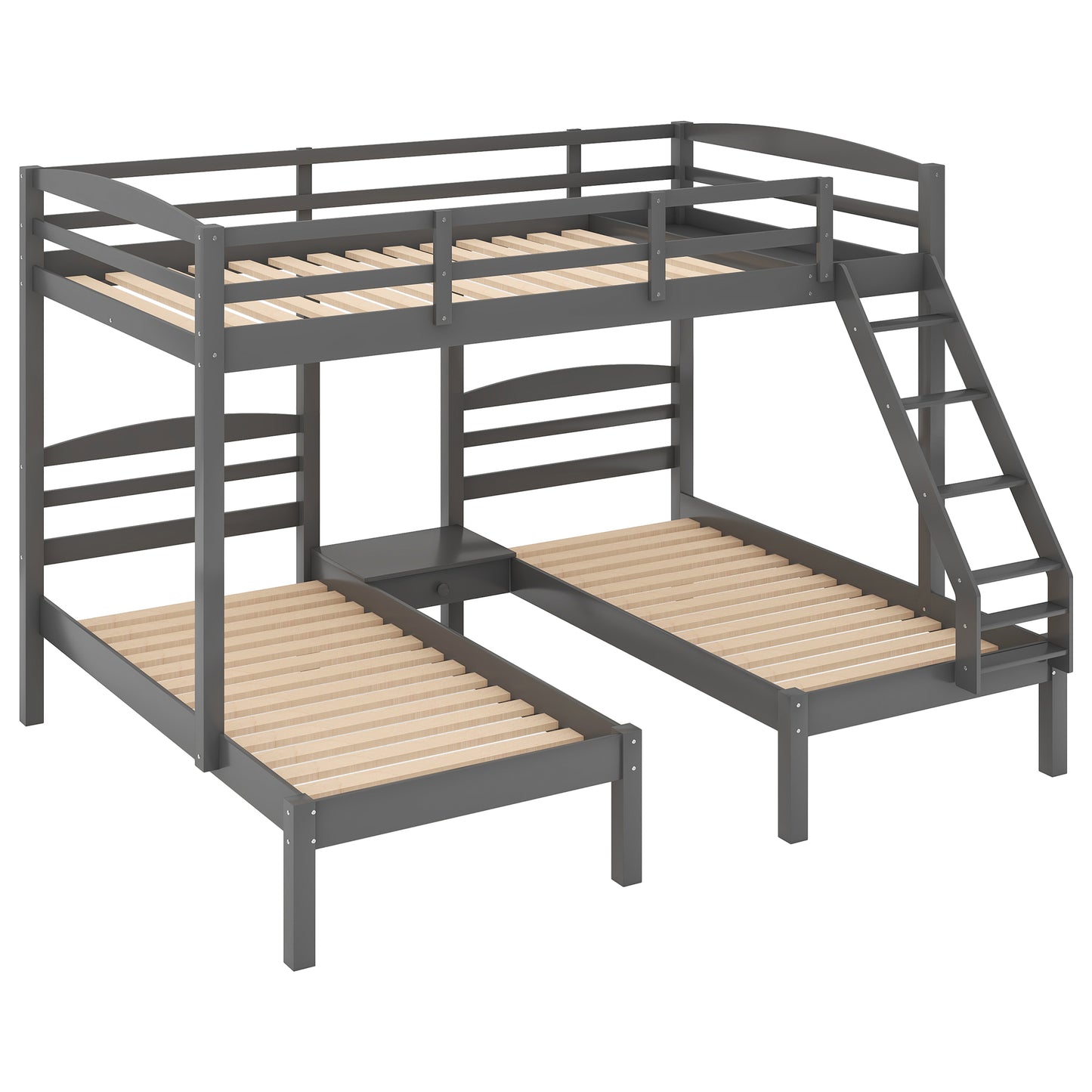 Full over Twin & Twin Bunk Bed,Triple Bunk Bed, Gray(Expected Arrival Time:1.25)