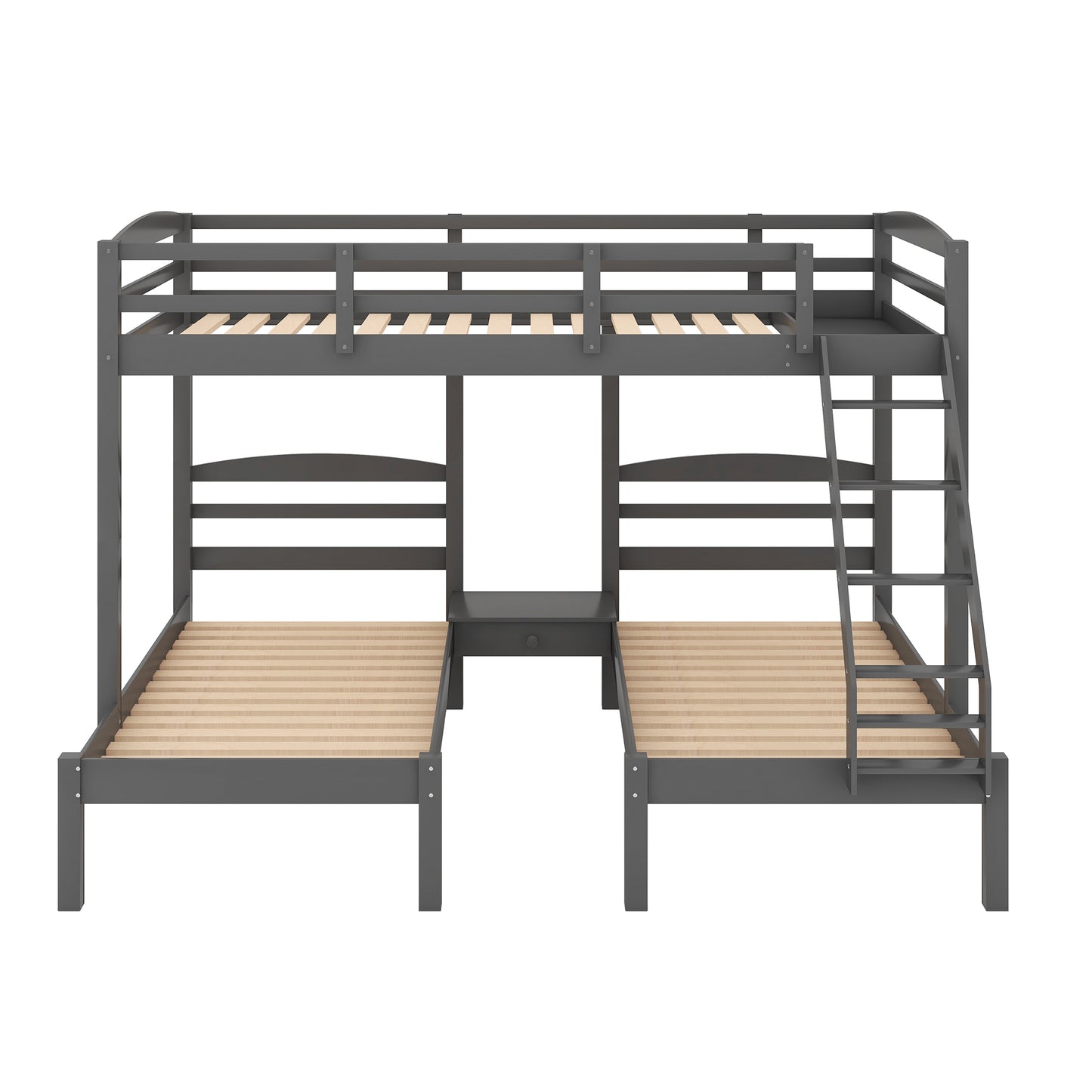 Full over Twin & Twin Bunk Bed,Triple Bunk Bed, Gray(Expected Arrival Time:1.25)