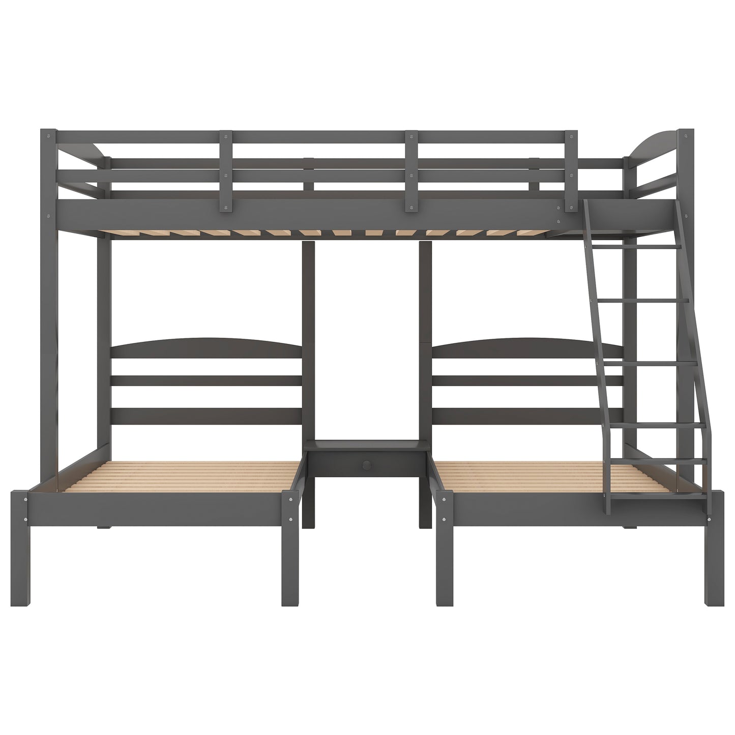 Full over Twin & Twin Bunk Bed,Triple Bunk Bed, Gray(Expected Arrival Time:1.25)