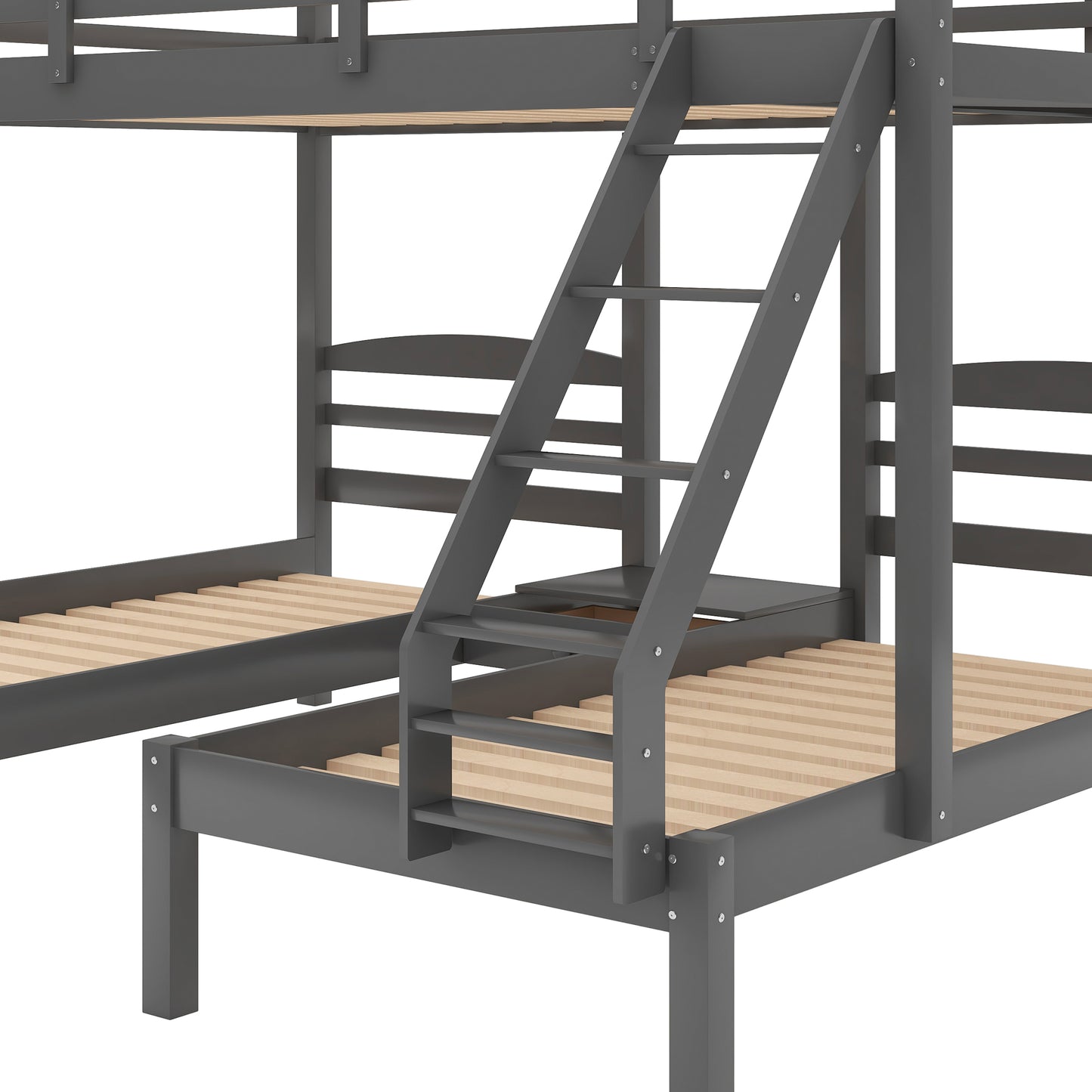 Full over Twin & Twin Bunk Bed,Triple Bunk Bed, Gray(Expected Arrival Time:1.25)